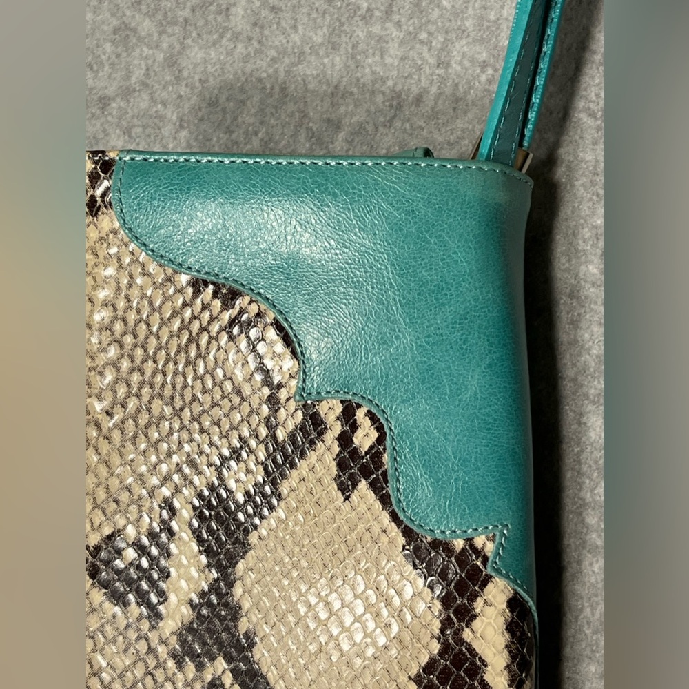 Large Leather Purse Clutch Bag Python Snakeskin T… - image 6